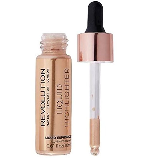 Makeup Revolution Liquid Highlighter - Euphoric Gold, Face Shaping Makeup, Shimmery Finish