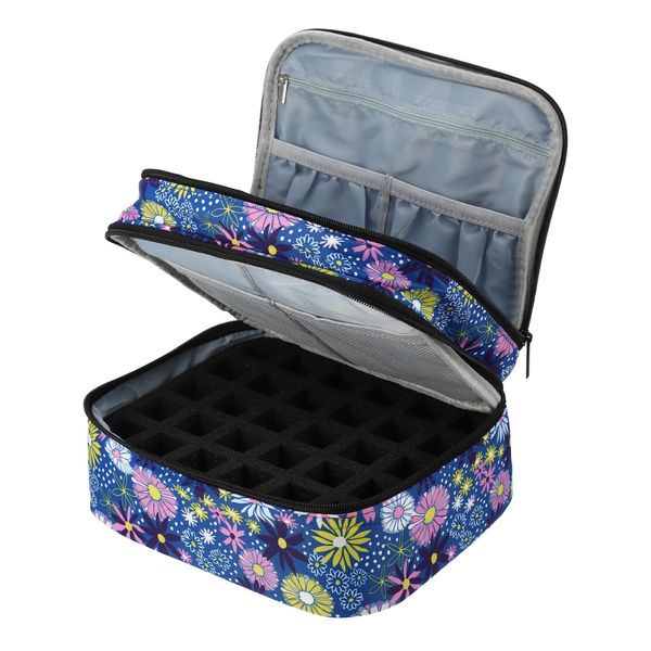 VOCOSTE Nail Polish Carrying Case, Double Layer Nail Polish Storage Case, Nail Polish Travel Storage Bag, Nylon Floral 1 Pcs