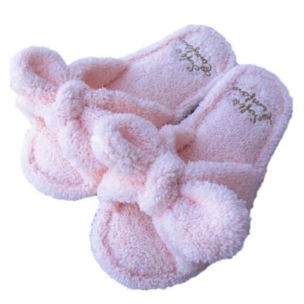 Lulijuz Cotton Towel, Fluffy, Room Shoes, Bath, Climbing, Ribbon, Slippers, Indoor Wear, Room Sandals, babypink