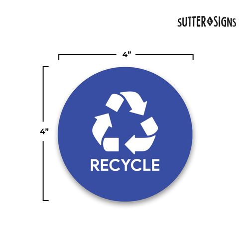 4" Recycle Stickers for Trash Can 3pcs | Weatherproof Indoor Outdoor Waste Management Decal Label Signs for Garbage Cans, Yard Waste, and Recycling Bins