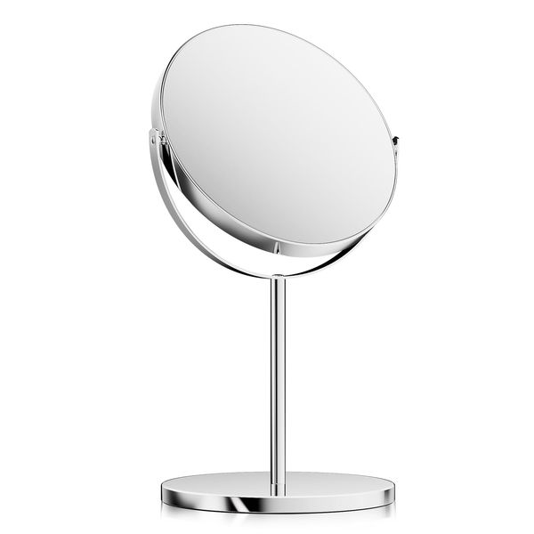 MoNiBloom 6.5-Inch Double Sided Magnifying Makeup Mirror with Magnification 1x 3X Cosmetic Tabletop Mirror with Stand for Desk (Silver)