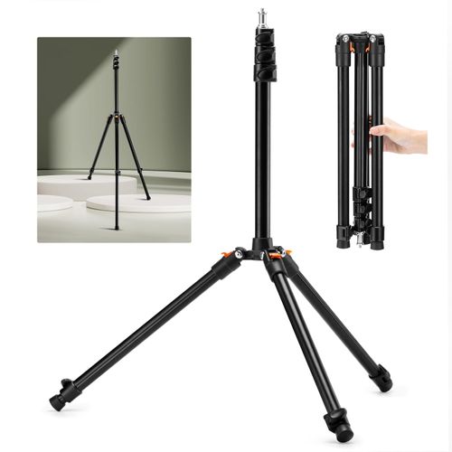 K&F Concept Extendable Photography Stand, Adjustable 6.56ft/78.7"/2M Aluminum Tripod with 1/4" Screw, Reversible Portable Studio Lighting Tripod for Strobe Light/Webcams/Cameras/Softbox with Bag