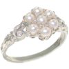 Luxurious Solid Sterling Silver Natural Pearl Cluster Ring - Size J 1/2