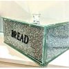 XXL Silver Crushed Diamond Crystal Mirrored Bread Bin Container Kitchen
