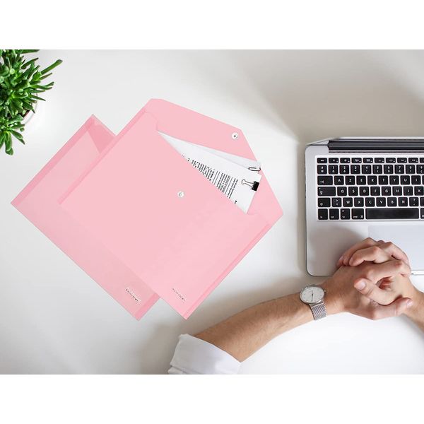 15 x High Grade A5 Coloured Stud Press Wallets Plastic Document Popper Folders