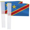 25 Pack Congo Handheld Small Flag,Mini Congolese Hand Held Miniature Stick Decor