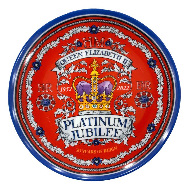 Platinum Jubilee 2022 Commemorative Plate Queen Elizabeth II Memorabilia Souvenirs Decorations (By LILAJ) (15 cm)