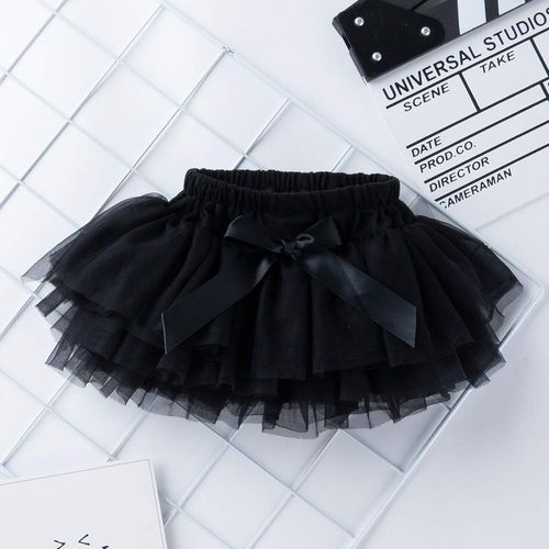 Anbaby Baby Girls Soft Tutu Skirt Toddler Ruffled Pants Diaper Cover Black 12-24M