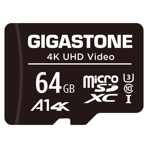 [Gigastone] 64GB Micro SD Card, 4K UHD Video, Surveillance Security Cam Action Camera Drone Professional, 90MB/s Micro SDXC UHS-I A1 Class 10, with Adapter