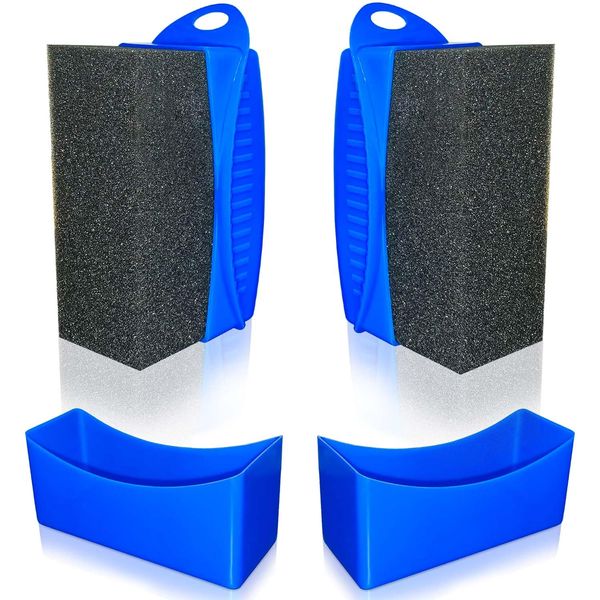 RXALASKA 2 Pcs Tire Shine Applicator, Tire Sponge Applicator Pad with Lid, Durable Tire Gel Applicator Pads, Reusable Tire Dressing Applicator for Detailing, Blue