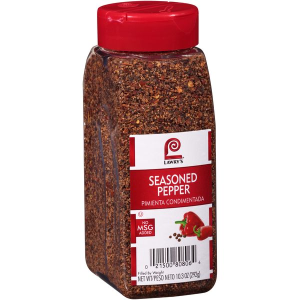 Lawry's Seasoned Pepper, 10.3 oz - One 10.3 Ounce Container of Seasoned All Pepper for a Well-Rounded Flavor of Black Pepper, Sweet Red Bell Peppers, and Spices