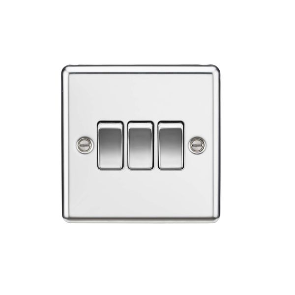 10AX 3G 2 Way Plate Switch - Rounded Edge Polished Chrome