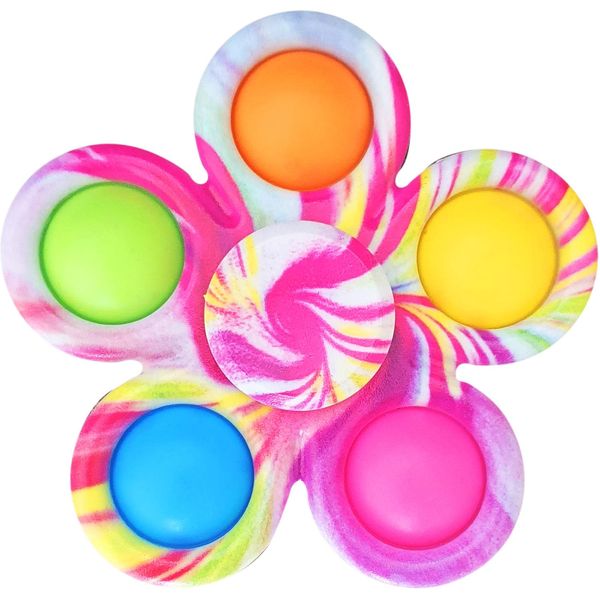 Stress Relief Hand Spinner Push Pop Bubble Fidget Toy (Multicoloured)