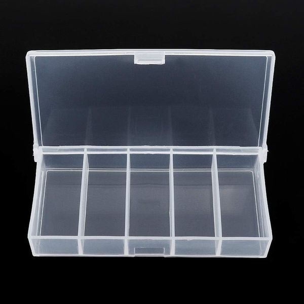 OriGlam 9.5cm / 3.74inch 5 Grids Clear Plastic Organizer Box Storage Container Box, Mini Storage Clear Jewelry Box, Plastic Bead Storage Container Organizer Box (9.5cm x 5cm)