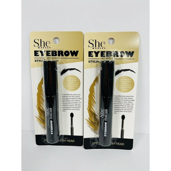 S.he Makeup Eyebrow Styling Liquid Setting Gel Holds Brow Fix Waterproof (2 pcs)