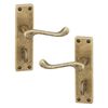 URFIC 14-100-325-AB Victorian Scroll Antique Copper Bathroom Door Handle Set