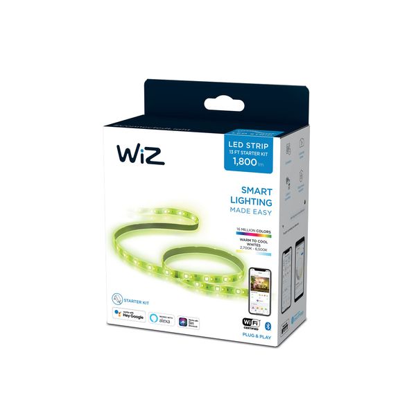 WiZ Connected WiZ 6.5FT + 6.5FT RGB Wi-Fi LED Smart Color Changing Light Strip with Plug - Connects to Your Existing 2.4Ghz Wi-Fi - Control App - Works with Google Home, Alexa and Siri Shortcuts