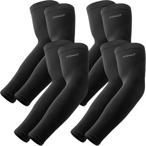 YQXCC 4 Pairs Cooling UV Protection Sleeves, UPF 50+ Arm Sleeves Tattoo Cover for Women Men Cycling Golf Cycling, Black*4