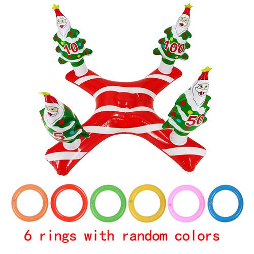YAAVAAW Christmas Party Toss Inflatable Xmas Santa Tree Ring Toss with Rings (1 Scoreboard,6 Rings),Inflatable Ring Toss For Family Kids Office Xmas Holiday New Year Party Fun Indoor Outdoor Games