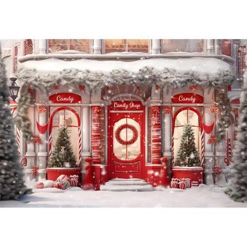 Christmas Backdrop 10x8ft Fabric Winter Wonderland Candy Shop Backdrop Kids Christmas Candy Party Birthday Decor Xmas Backdrops for Photography Winter Xmas Birthday Baby Shower Background