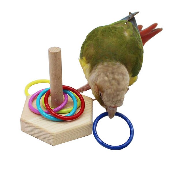 QBLEEV Bird Toys, Budgie Bird Trick Tabletop Toys, Training Basketball Stacking Color Ring Toys Sets, Parrot Chew Ball Foraing Toys, Pet Education Play Gym Playground Activity Cage Foot Toys