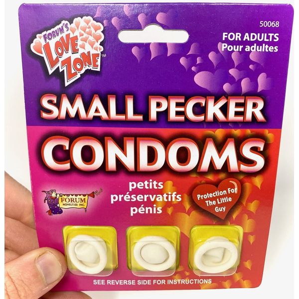 3pk SMALL PECKER WILLY CONDOMS - Mini Tiny GaG Prank Joke Funny Gift Hen Party