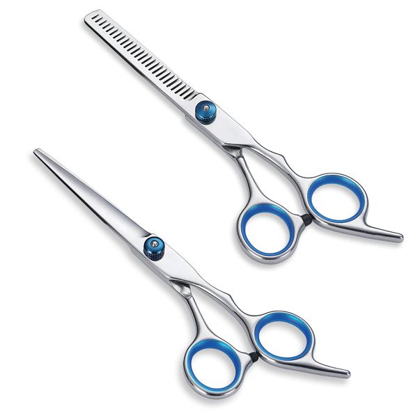 Evanda Professional Hairdresser Supervised Shears & Thinning Scissors, Haircut Scissors, Hair Cutting Scissors, Bangs Cutting, Self-Cutting, Cleaning Cloth, Case, Premium Hairdressing Shears for Salon and Home Use