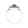 Esse Marcasite Sterling Silver Black Enamel Green Chalcedony & Marcasite Statement Ring (P)