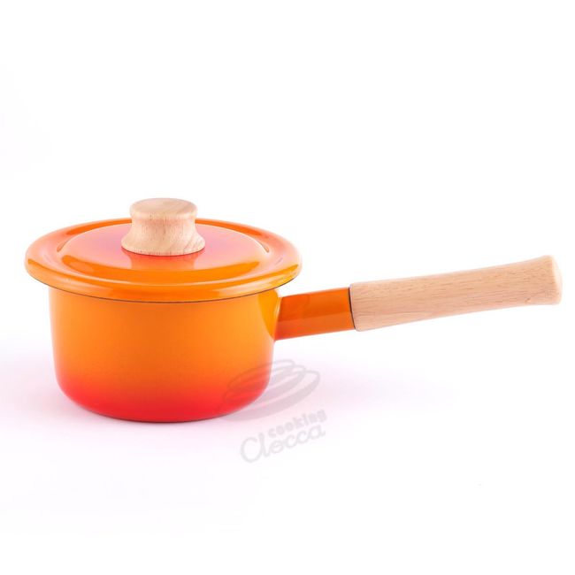 Fuji Hollow CTN-14M.COG Milk Pan with Lid, 5.5 inches (14 cm), IH Compatible, Gradation Orange