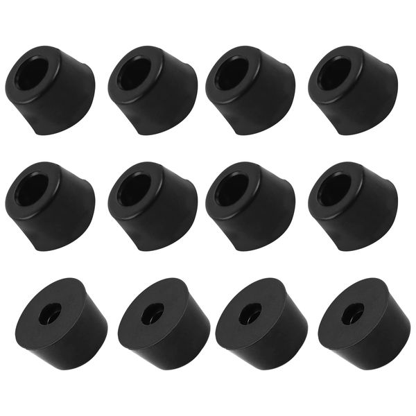 METALLIXITY 12pcs Rubber Bumper Feet 14x10mm Round Leg Pads Floor Protectors with Metal Washers for Home Table Chair Cutting Board Black