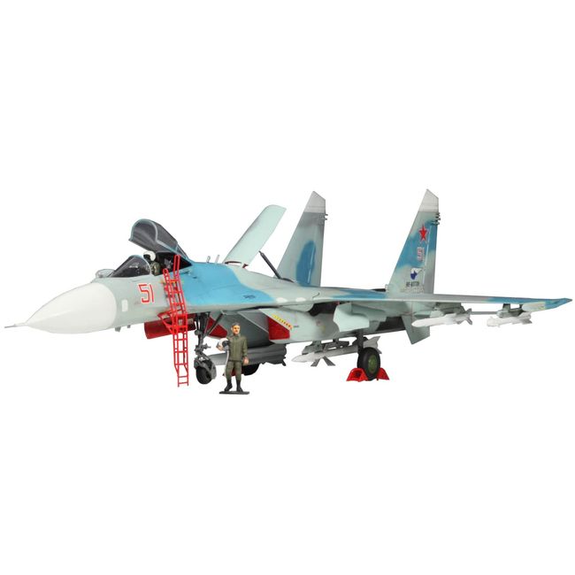 PLATZ 1/72 Russian Air Force Su-27SM Flanker B with Camouflage Paper Sheet Plastic Model AE-2SP Molded Color