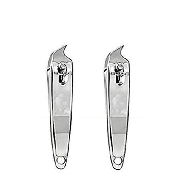 VNDEFUL 2PCS Slanted Edge Stainless Steel Nail Clippers, Manicure Pedicure Trimmer Without File, Silver