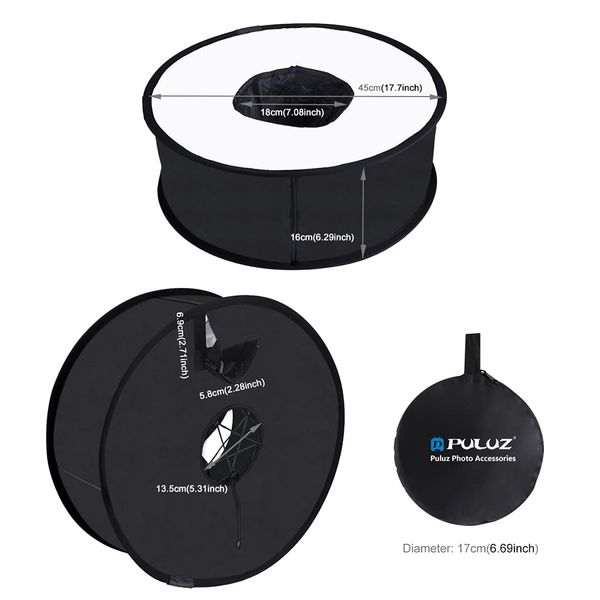 PULUZ Mini Softbox Diffuser 45cm Portable Ring Flash Diffuser Soft Box for Speedlite Macro Portrait Shooting Photography Studio Light Modifier