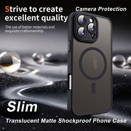 TXXO for iPhone 16 Pro Case with Privacy Screen Protectors X2 Compatible with Magsafe [Full Camera Protection] Translucent Matte Slim Shockproof Phone Case Cover for iPhone 16 pro 6.3 inch, Black