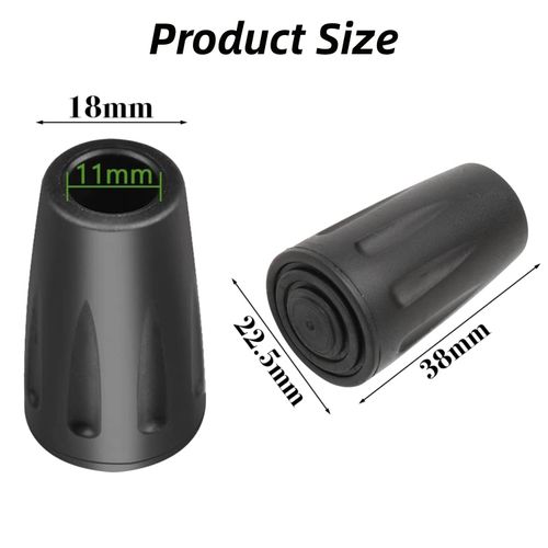 6-Pcs Durable 11mm Non-Slip Rubber Tips for Walking Sticks & Hiking Poles - Enhance Stability & Safety, Universal Fit, Long-Lasting Material