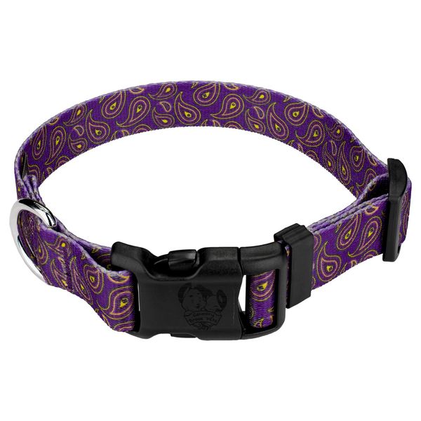 Country Brook Design - Deluxe Purple Paisley Dog Collar - Made in The U.S.A. - Paisley Collection Featuring Classy Designs (1 Inch, Extra Large)