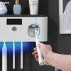 Toothbrush Holder Sterilizer UV Light Strong Adhesive, 5 Slots, LCD Digital