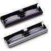 Newbee Fashion-Portable Compact Reading Glasses in Aluminum Case Metal Rectangle Rimless Reading Glasses Super Lightweight Reader Slim Design Comfort Fit for Men&Women 2 PACKBLACK & Gunmetal+2.50