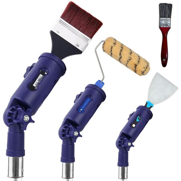 Pudello Way - Multi-Angle Paint Brush Holder - Extension Pole Attachment for Paint Brush - Universal Extender Tool fits Most Rollers and Scrapers - Includes 1.5" Paint Brush -Sold Without Pole