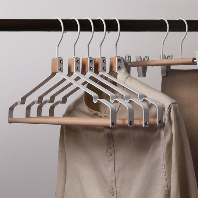 wood coat hanger wide shoulder non slip pants bar suit clothes rack home  Wardrobe closet organizer luxury wooden clothes hanger