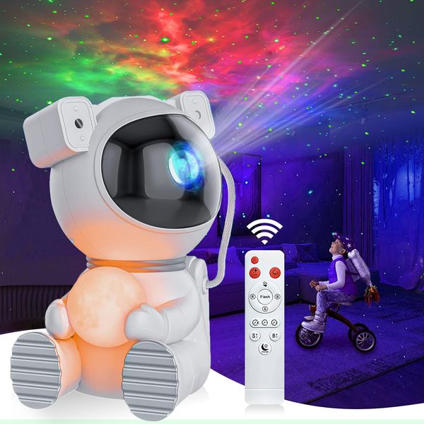 Astronaut Galaxy Star Projector,AUYLE Star Projector with Moon Lamp,360°Rotation Starry Nebula Ceiling Projector withTimer & Remote Control for Kids, Room Decor, Party, Gift