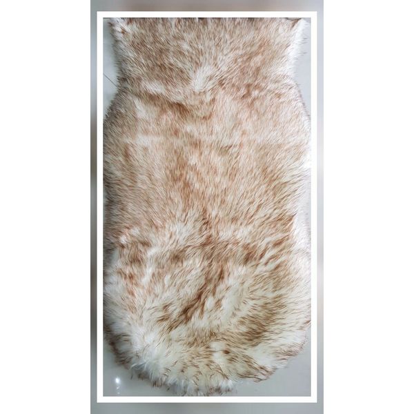 Householdfurnishing Lambskin Sheep Skin 100% Polyester Faux Fur Soft Door Mats Rug (Ivory Brown, 60X110)