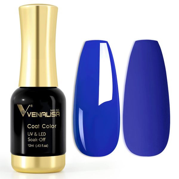 VENALISA Gel Nail Polish, 12ml Elegant Blue Color Soak Off UV LED Nail Gel Polish Nail Art Starter Manicure Salon DIY at Home, 0.43 OZ