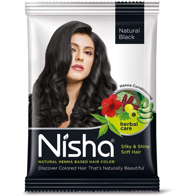 Nisha Henna Based Natural Black Hair Color 10 Gm Pack of 10 Henna Hair Color For Men and Women Black Hair Color