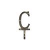 Handcrafted Nautical Decor Rustic Gold Cast Iron Letter C Alphabet Wall Hook 6"