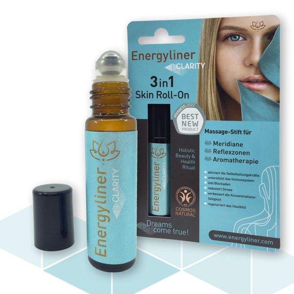 Energyliner CLARITY Self Care 3in1 Massageroller(VEGANE ZERTIFIZIERTE NATURKOSMETIK) mit sehr ausführlicher Anwenderbroschüre für professionelle Massagen und hochwertigsten Ölkombinationen