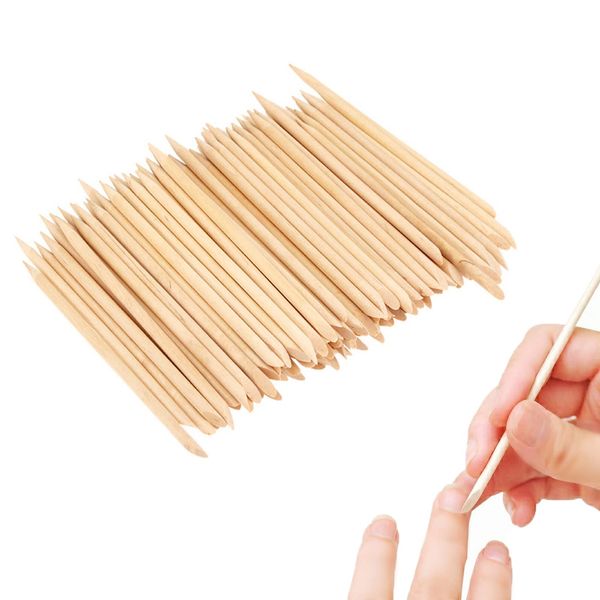 RICISUNG Orange Wood Sticks, 100 Pieces, Multi-functional Nail Tools, Nail Sticks, Wooden