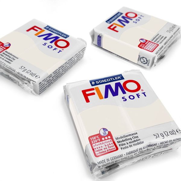 Fimo Soft Polymer Oven Modelling Clay - Most Popular Colours - 57g - Set of 3 - White