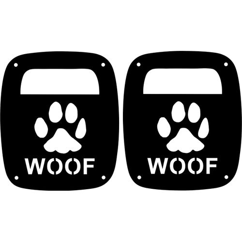 JeepTails Dog Paw Woof Tail lamp Light Covers Compatible with Jeep Wrangler TJ and YJ Black Set of 2