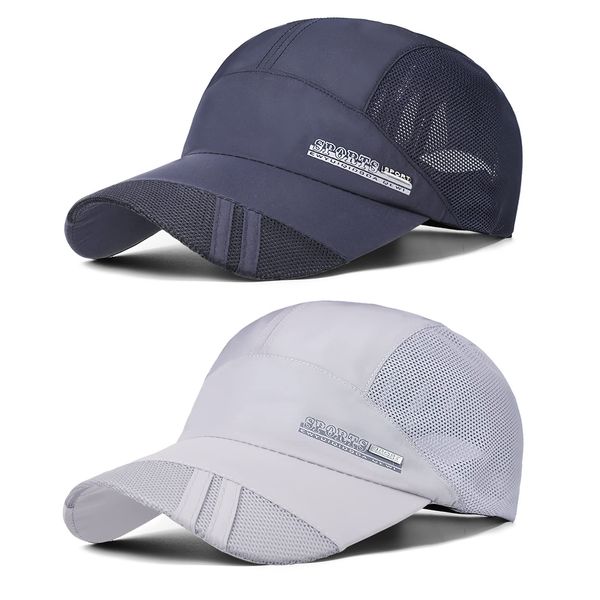 TAGVO Sports Mesh Baseball Cap, 2 Stück Sommer Atmungsaktive Sun Cap Schnell Trocknend Hüte Unisex Laufvisier Cap mit Verstellbarem Schnallenverschluss